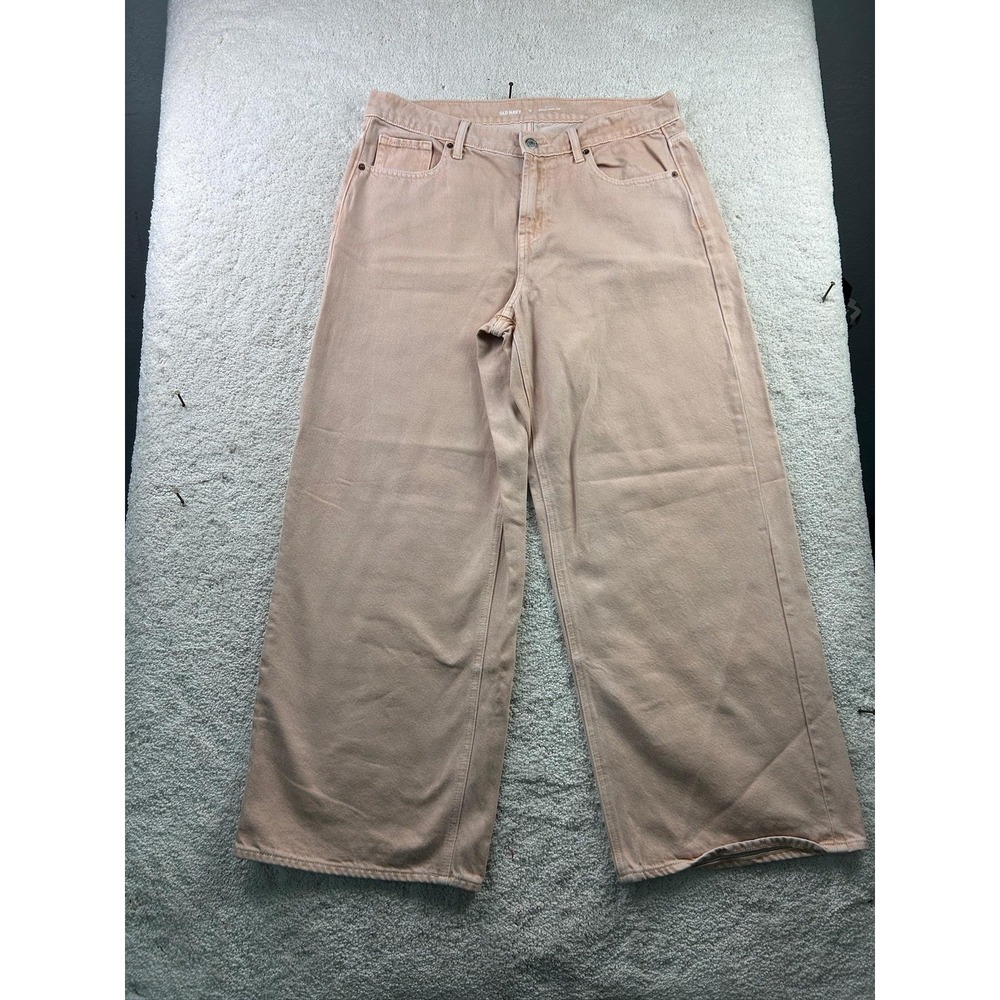 Old Navy Baggy Wide Leg Jeans Womens 12 Pink Mid Rise 80 Cotton 20 Lyocell Denim
